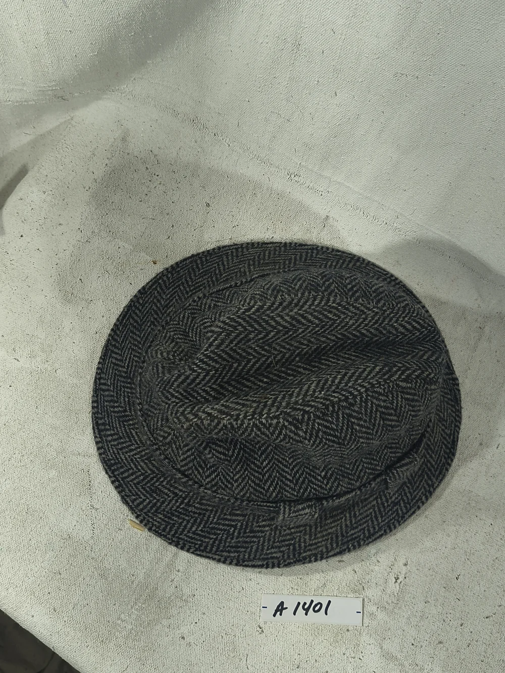 Herringbone Wool Blend Fedora Med By Dorfman Pacific Headwear in Charcoal Grey